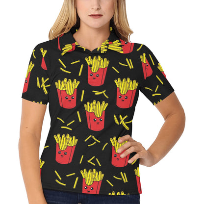 French Fried Pattern Print Design 03 Women's Polo Shirt