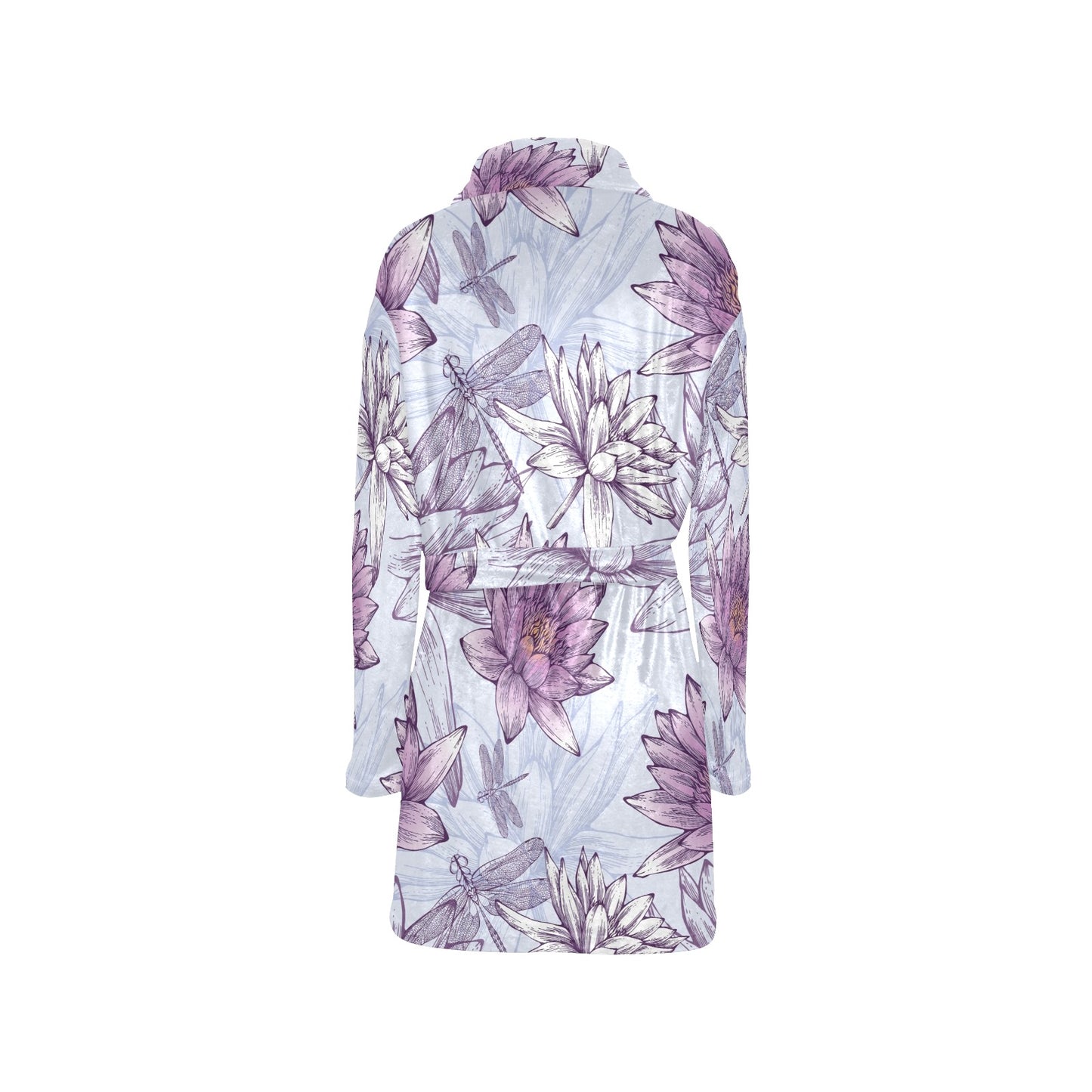 Water Lily Pattern Print Design WL01 Women's Fleece Robe