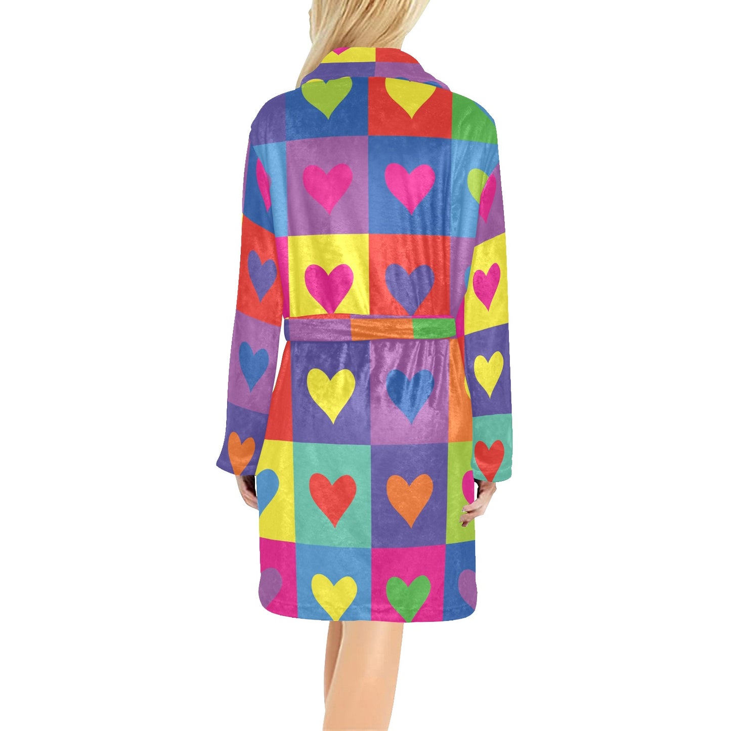 Pop Art Heart Pattern Print Design A01 Women's Fleece Robe