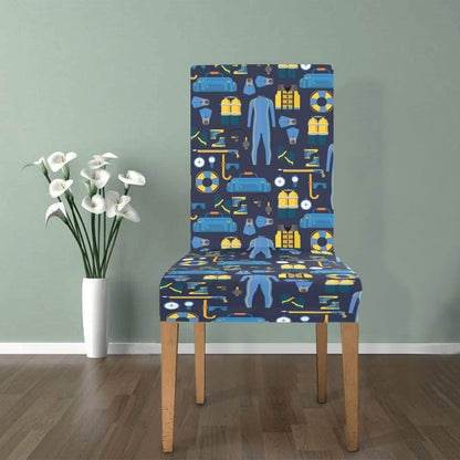 Scuba Equipment Print Design LKS305 Dining Chair Slipcover