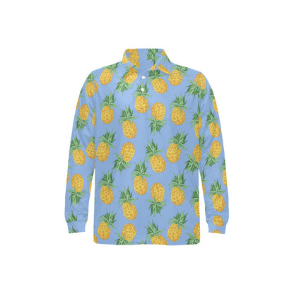 Pineapple Pattern Print Design A04 Long Sleeve Polo Shirt For Men's