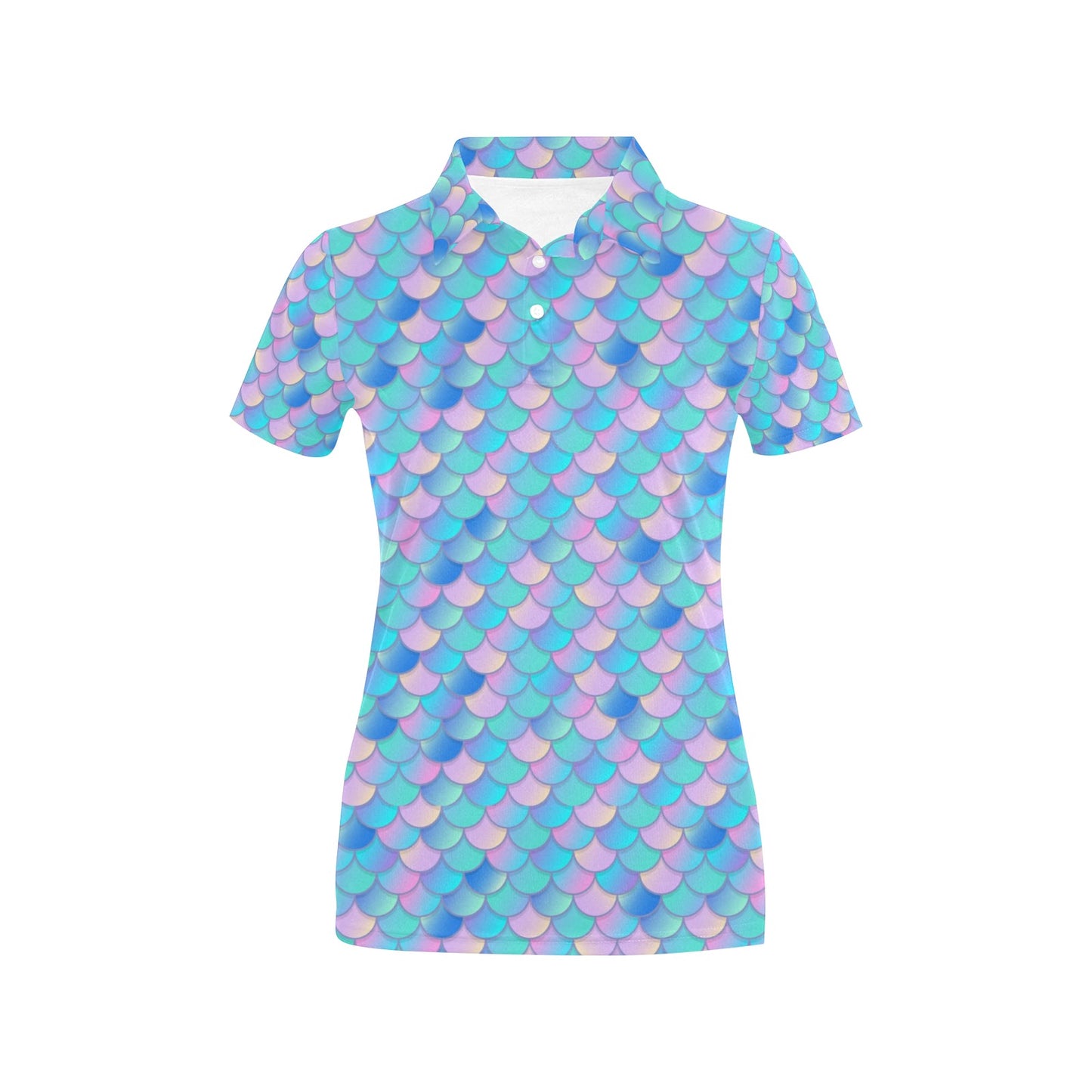 Mermaid Scales Pastel Pattern Print Design 07 Women's Polo Shirt