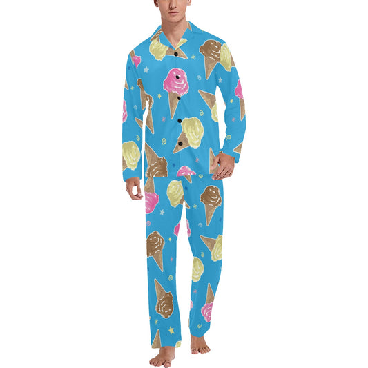 Ice Cream Pattern Print Design 01 Men's Long Pajama Set