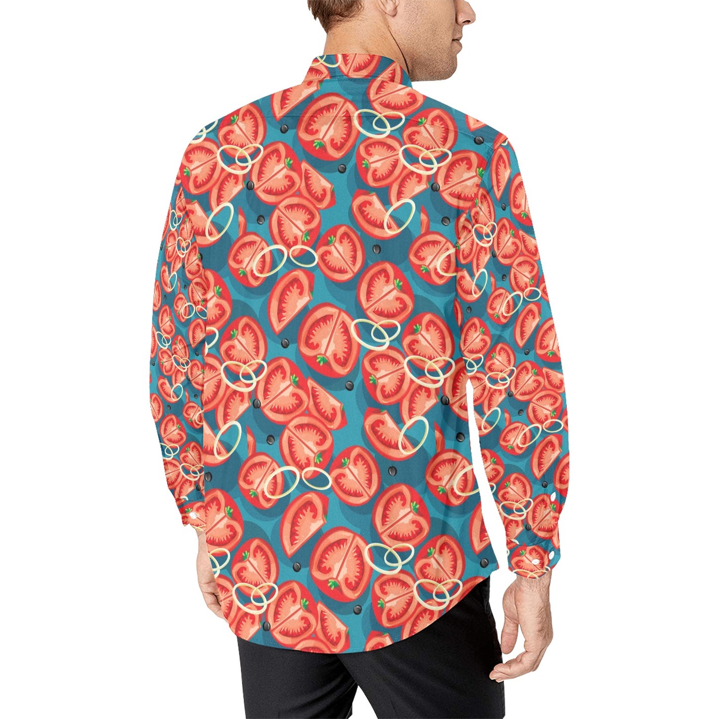Tomato Print Design LKS301 Men's Long Sleeve Dress Shirt
