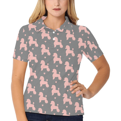 Poodle Pattern Print Design A02 Women's Polo Shirt