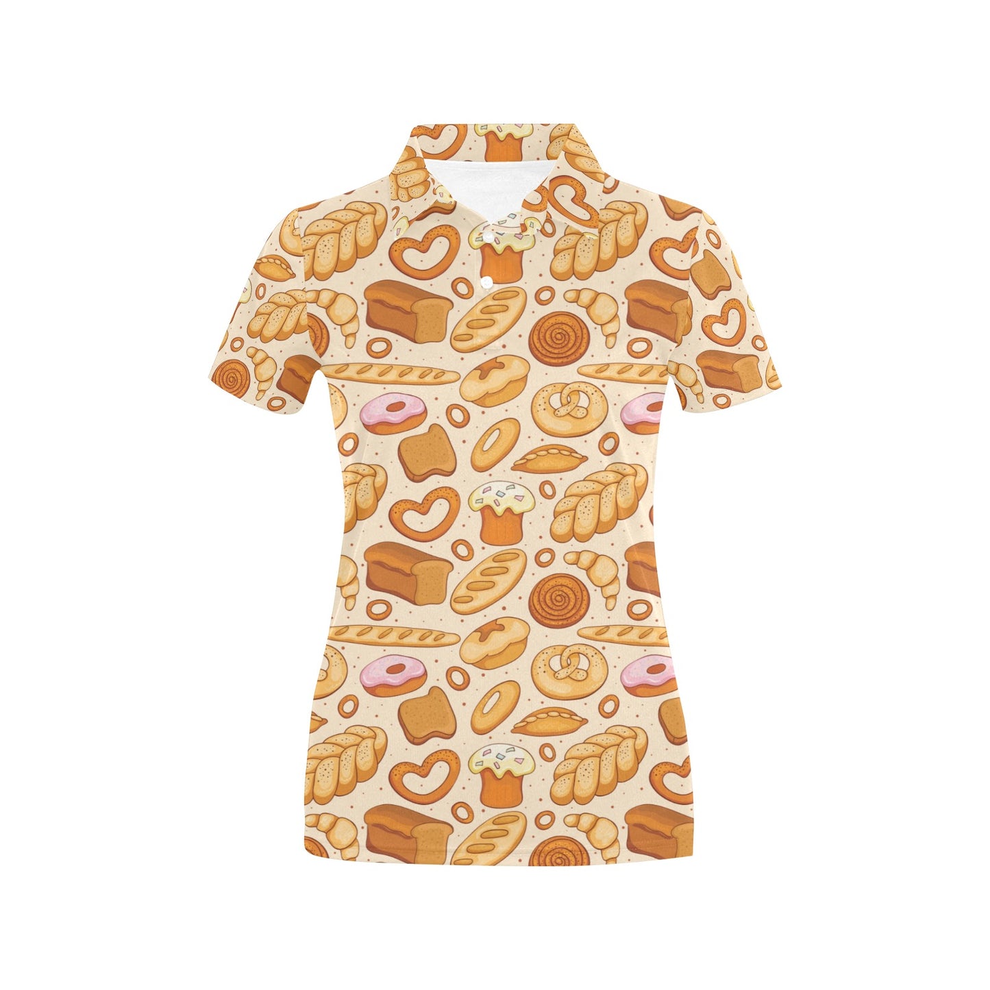 Bread Pattern Print Design 01 Women's Polo Shirt