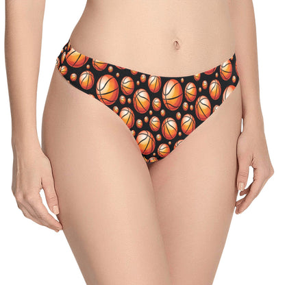 Basketball Black Background Pattern Women's Thongs