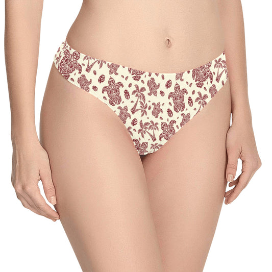 Polynesian Tattoo Turtle Themed Women's Thongs