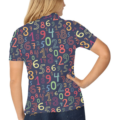 Number Pattern Print Design A01 Women's Polo Shirt