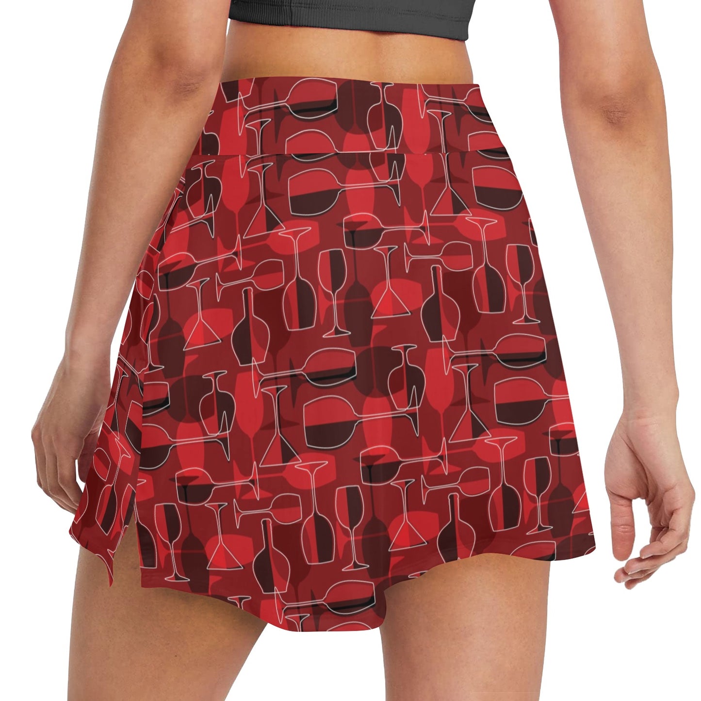 Wine Glass Print Design LKS301 17" Golf & Pickleball Skort with Pockets