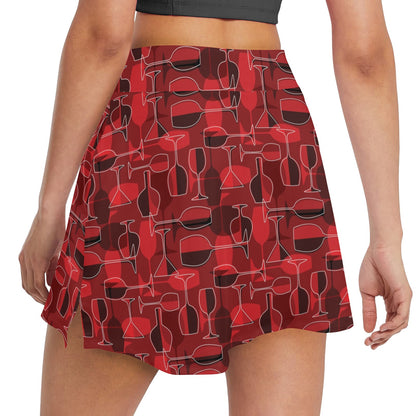 Wine Glass Print Design LKS301 17" Golf & Pickleball Skort with Pockets