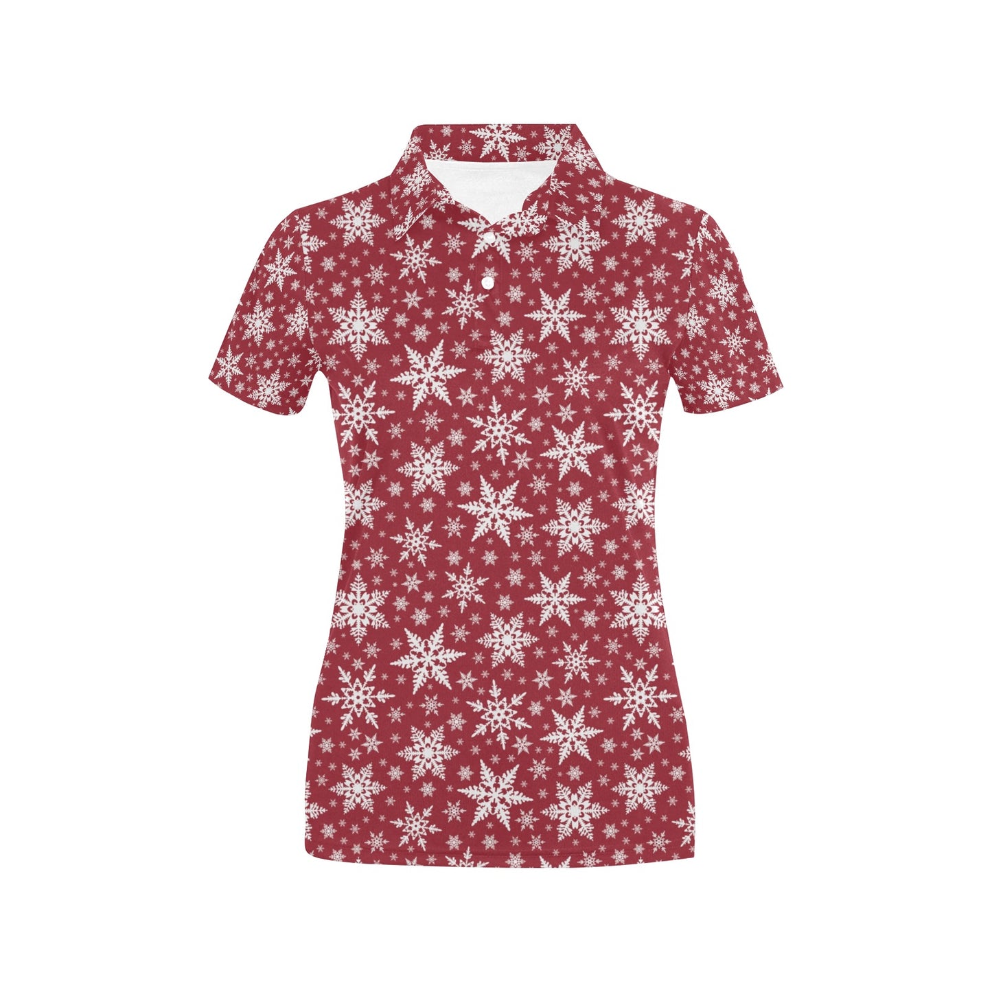 Snowflake Red Print Design LKS302 Women's Polo Shirt