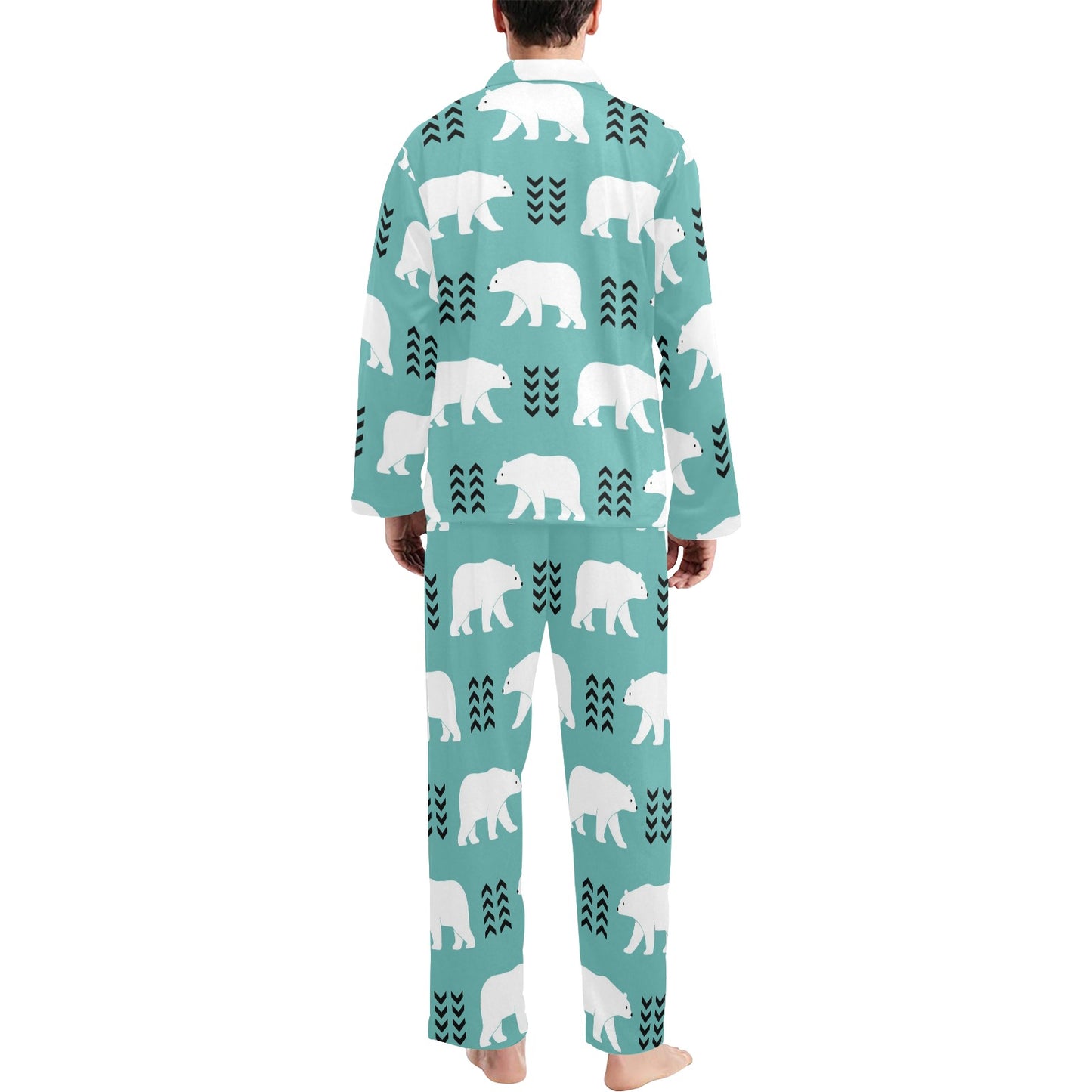 Polar Bear Pattern Print Design A05 Men's Long Pajama Set