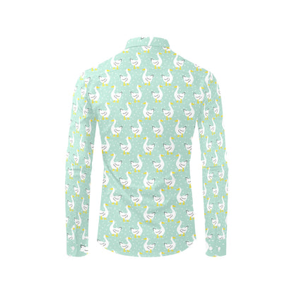 Goose Print Design LKS404 Men's Long Sleeve Dress Shirt