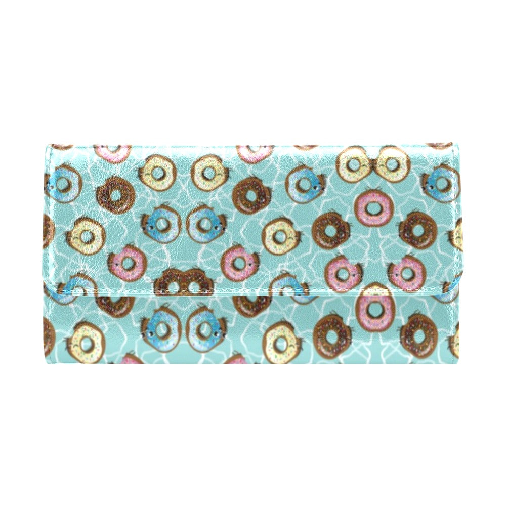 Emoji Donut Print Pattern Women's Trifold Wallet