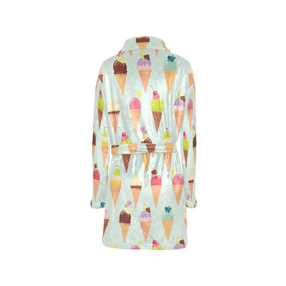 Ice Cream Pattern Print Design 03 Women's Fleece Robe