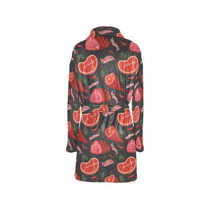 Meat Pattern Print Design 03 Women's Fleece Robe
