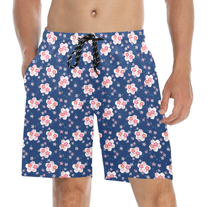 Sakura Print Design LKS306 Men's Swim Trunks Beach Shorts