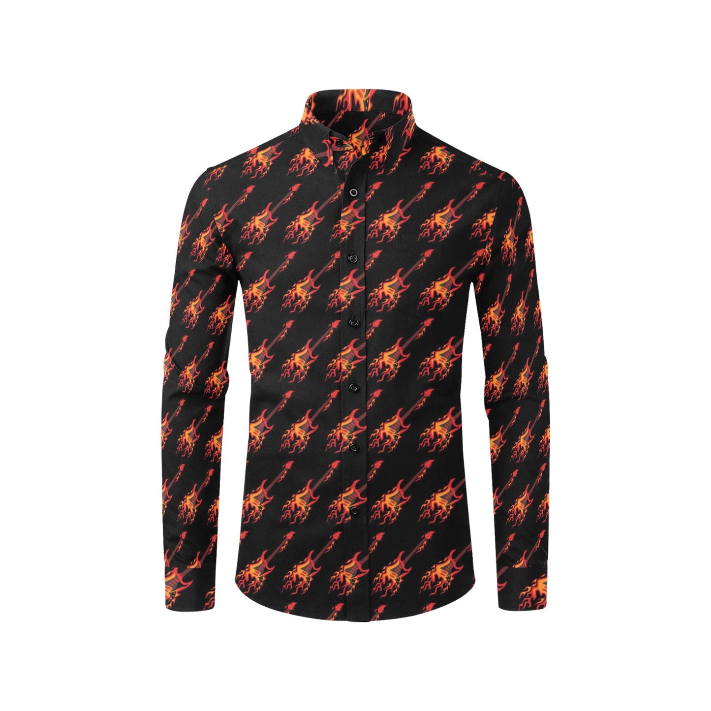 Electric Guitar Print Design LKS406 Men's Long Sleeve Dress Shirt