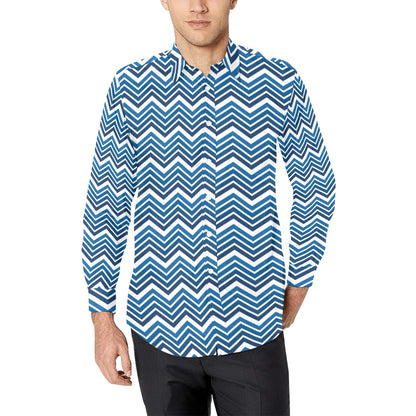 Chevron Print Design LKS403 Men's Long Sleeve Dress Shirt