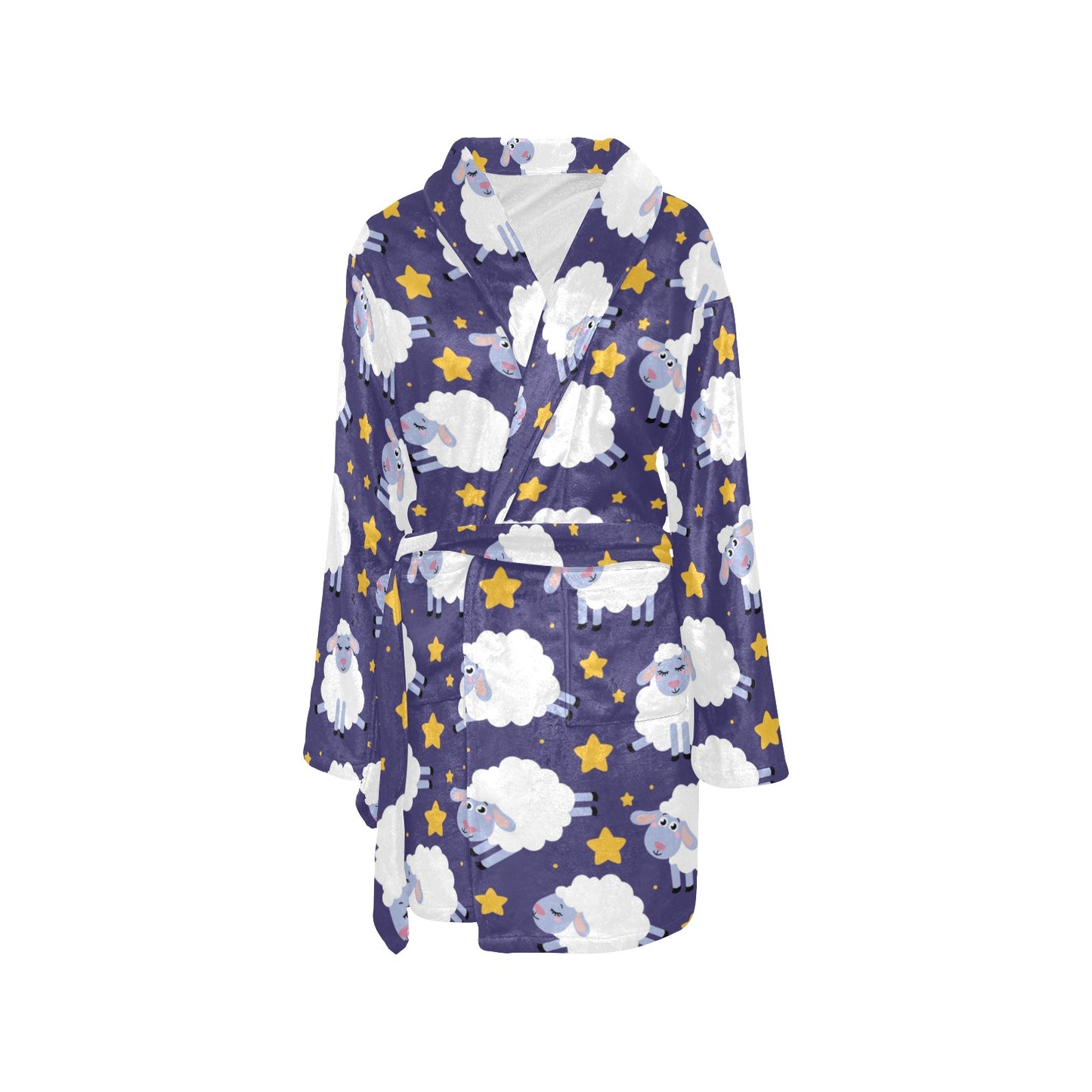 Sheep Pattern Print Design 03 Women's Fleece Robe