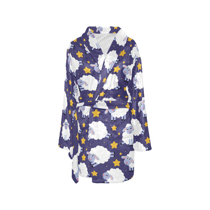 Sheep Pattern Print Design 03 Women's Fleece Robe