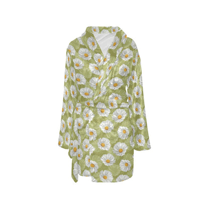 Daisy Pattern Print Design DS06 Women's Fleece Robe