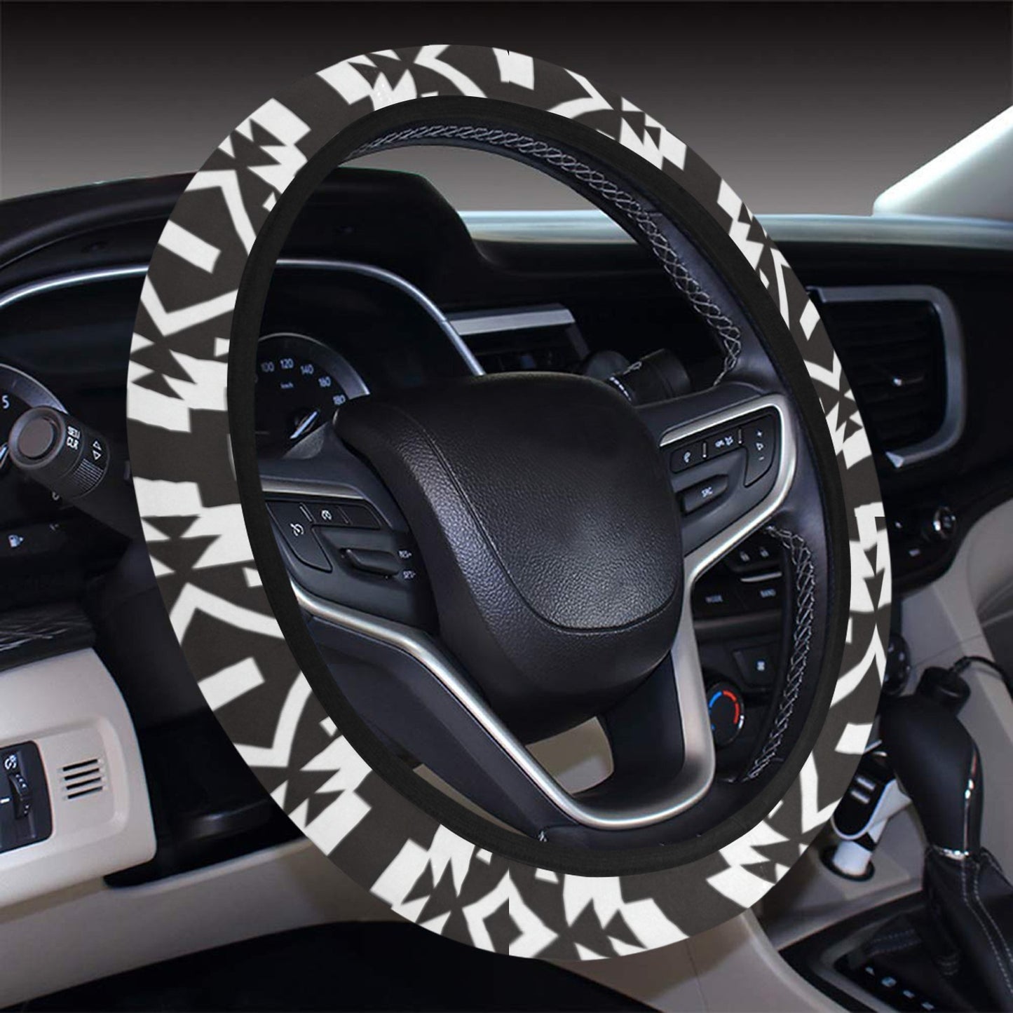 Tribal Pattern Print Design LKS303 Steering Wheel Cover with Elastic Edge