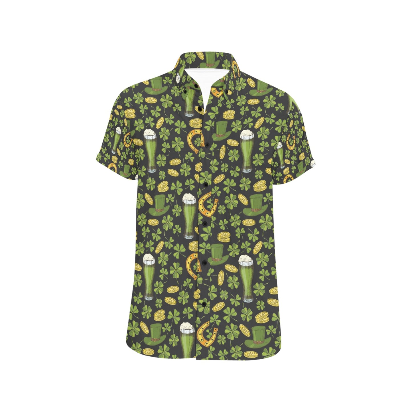 St Patricks Day Print Design LKS307 Men Short Sleeve Button Up Shirt