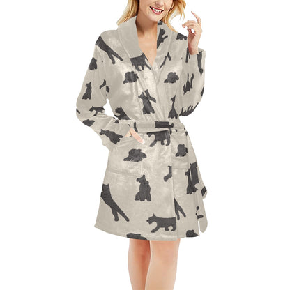Schnauzers Pattern Print Design A06 Women's Fleece Robe