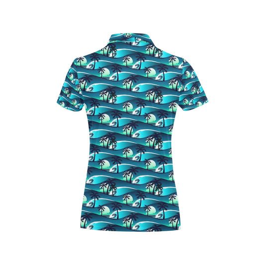 Beach Wave Design Print Women's Polo Shirt