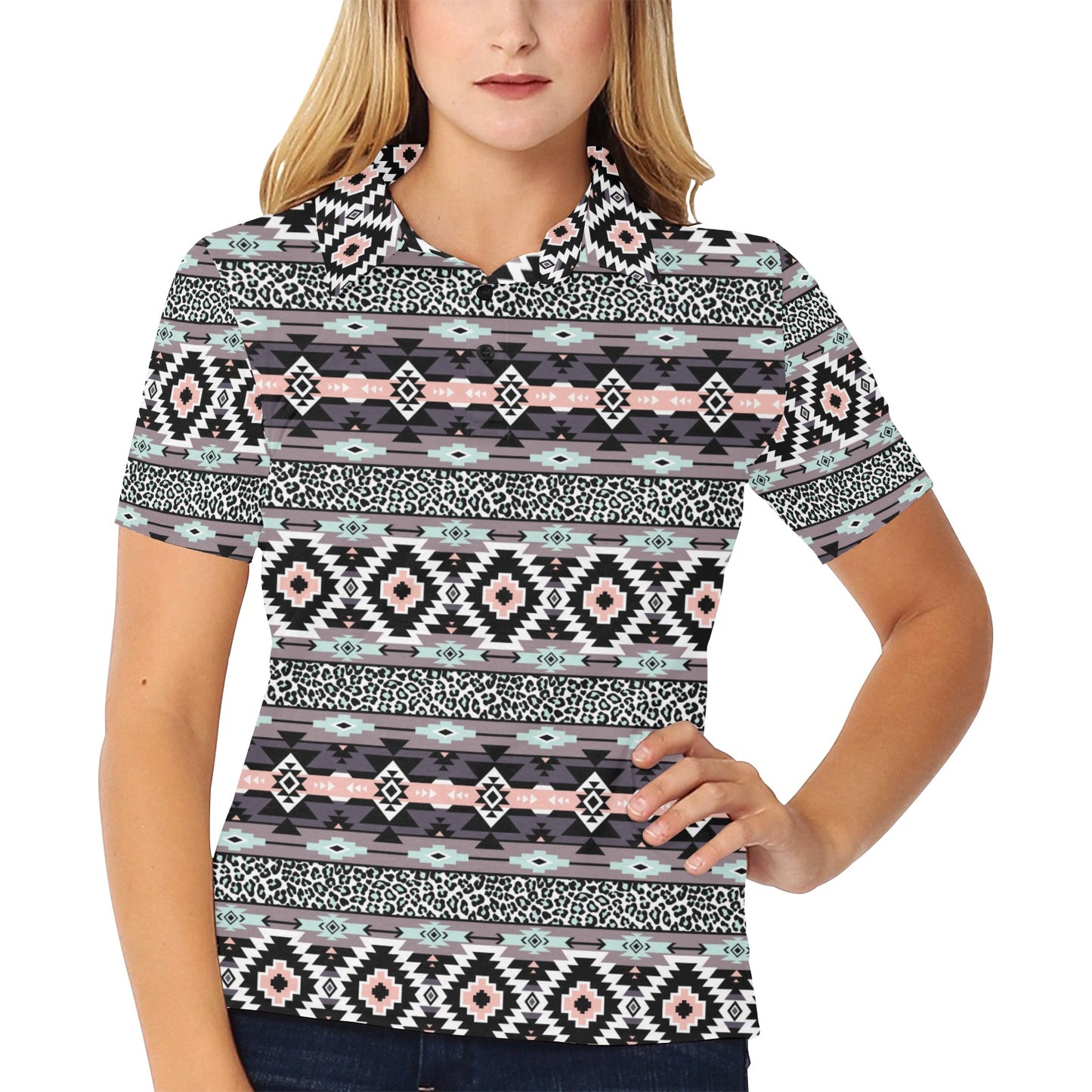 Safari Pattern Print Design LKS302 Women's Polo Shirt