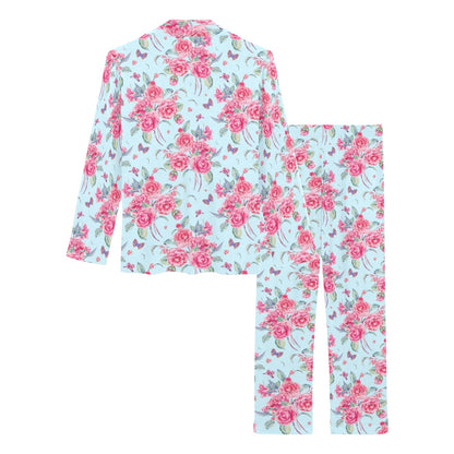 Camellia Pattern Print Design 01 Women's Long Pajama Set