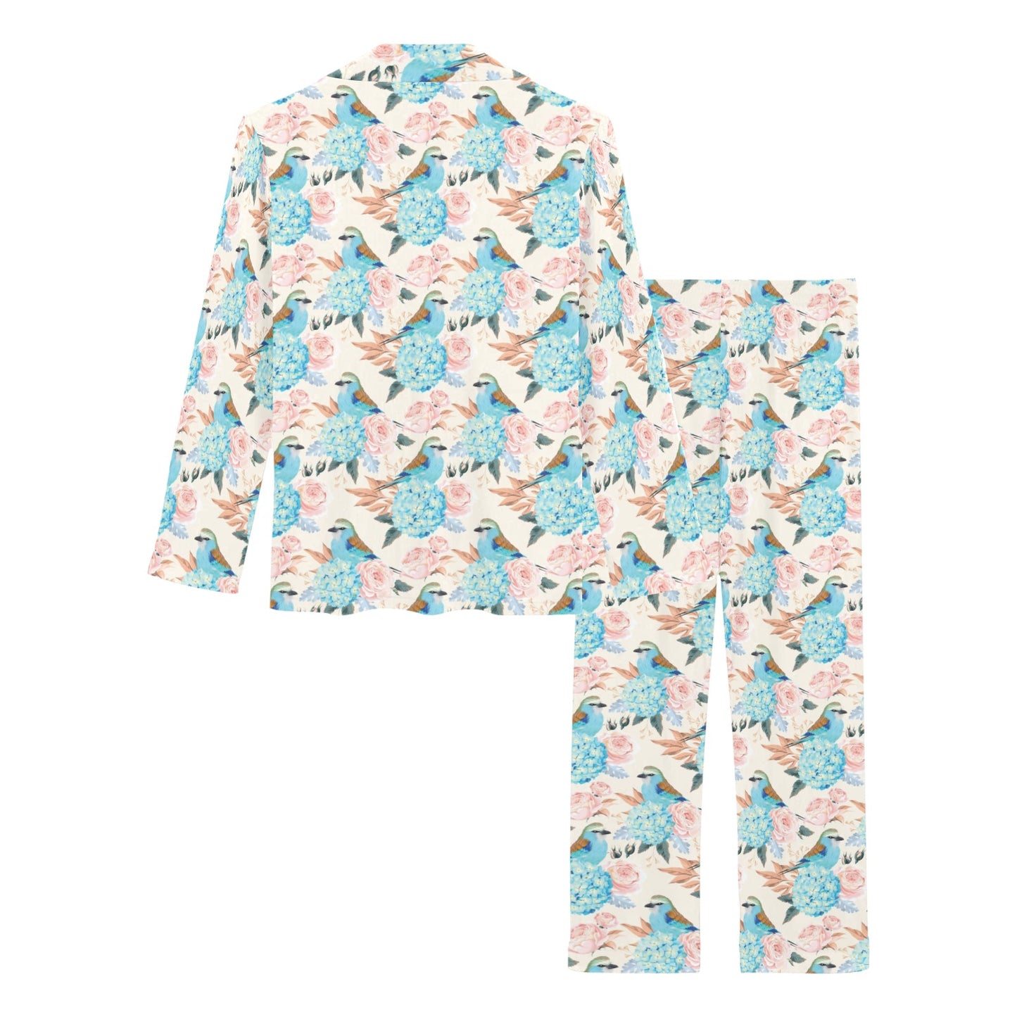 Bluebird Pattern Print Design 03 Women's Long Pajama Set