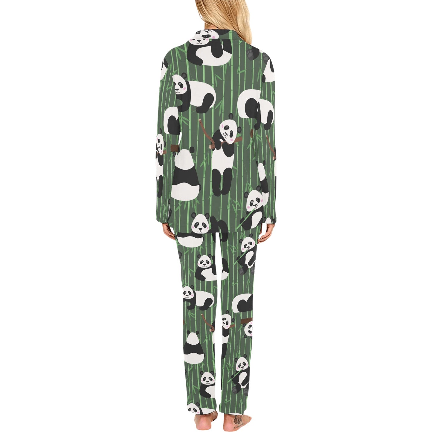 Panda Pattern Print Design A04 Women's Long Pajama Set