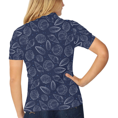 Seashell Print Design LKS3011 Women's Polo Shirt