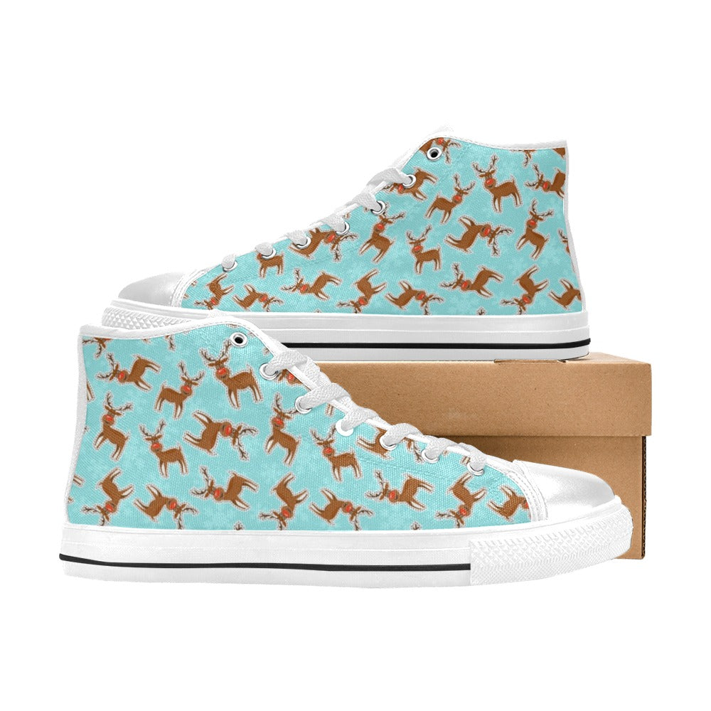 Reindeer Print Design LKS403 Men's High Top Canvas Shoes