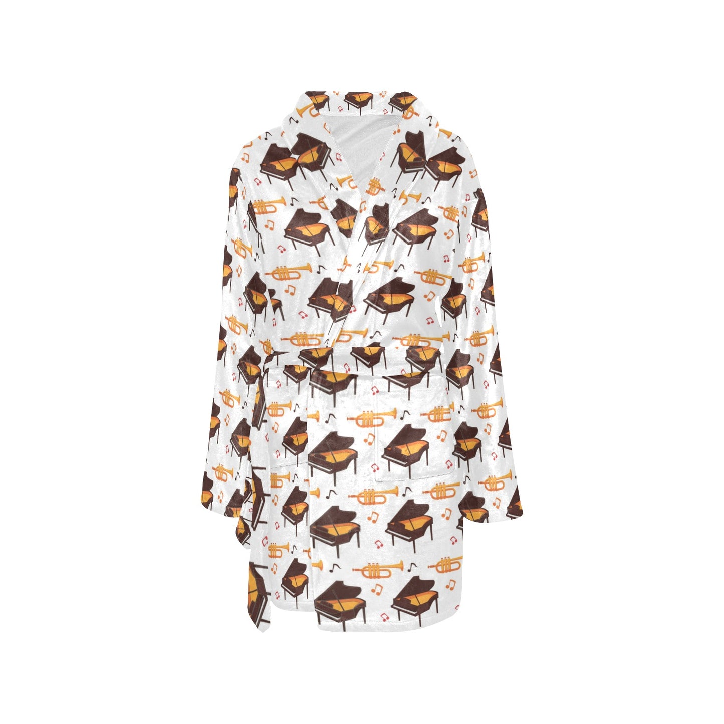 Piano Print Design LKS406 Women's Fleece Robe