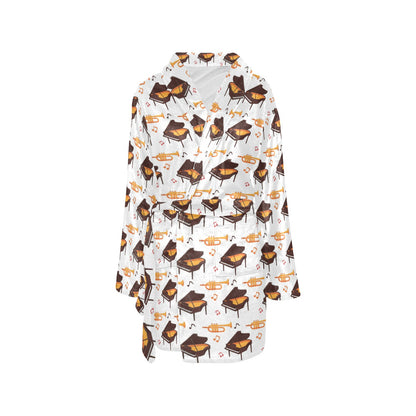 Piano Print Design LKS406 Women's Fleece Robe