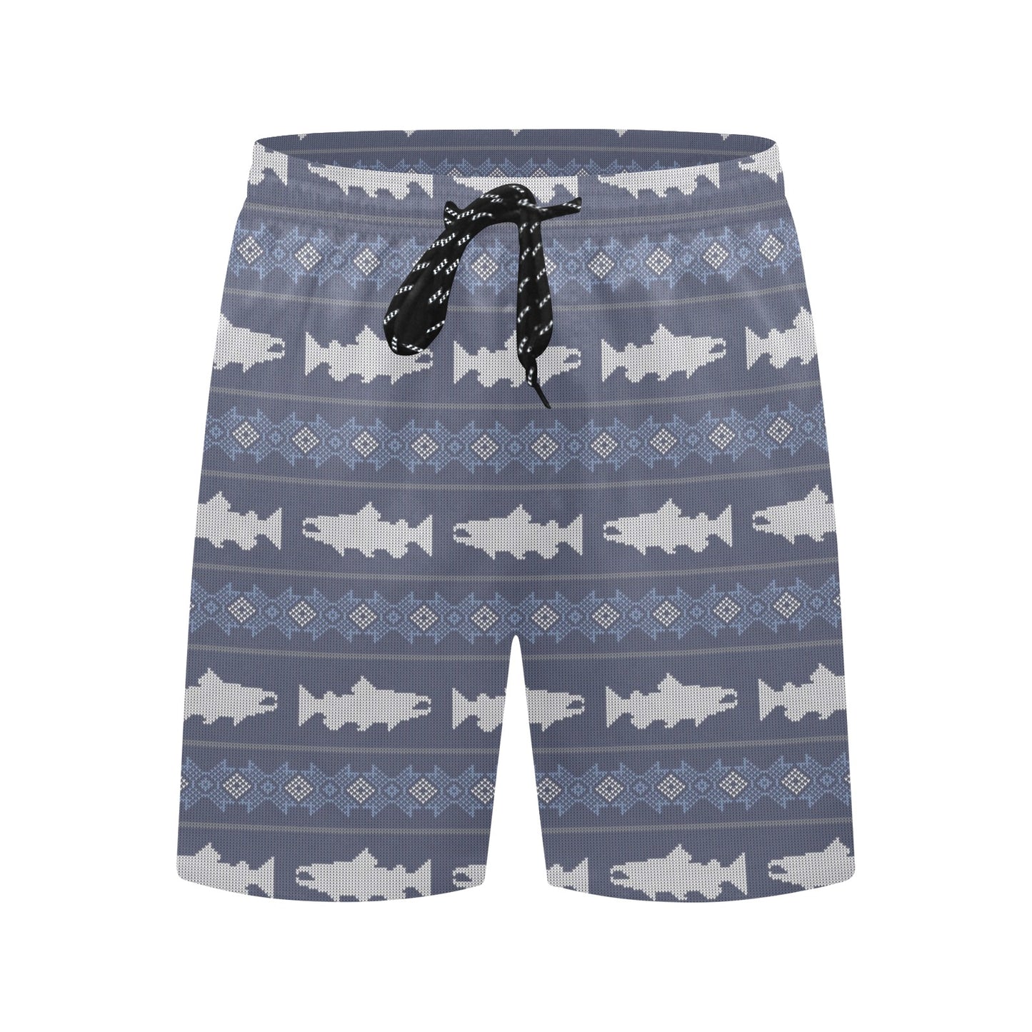 Salmon Fish Knit Style Print Design LKS304 Men's Swim Trunks Beach Shorts