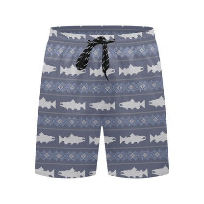 Salmon Fish Knit Style Print Design LKS304 Men's Swim Trunks Beach Shorts