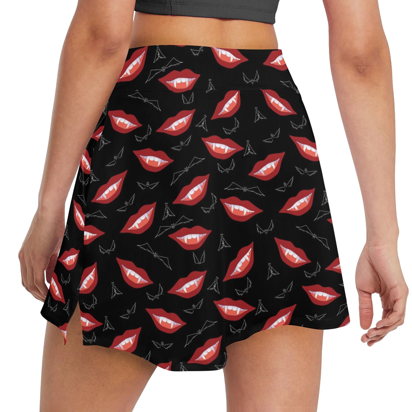 Vampire Lips Print Design LKS301 17" Golf & Pickleball Skort with Pockets