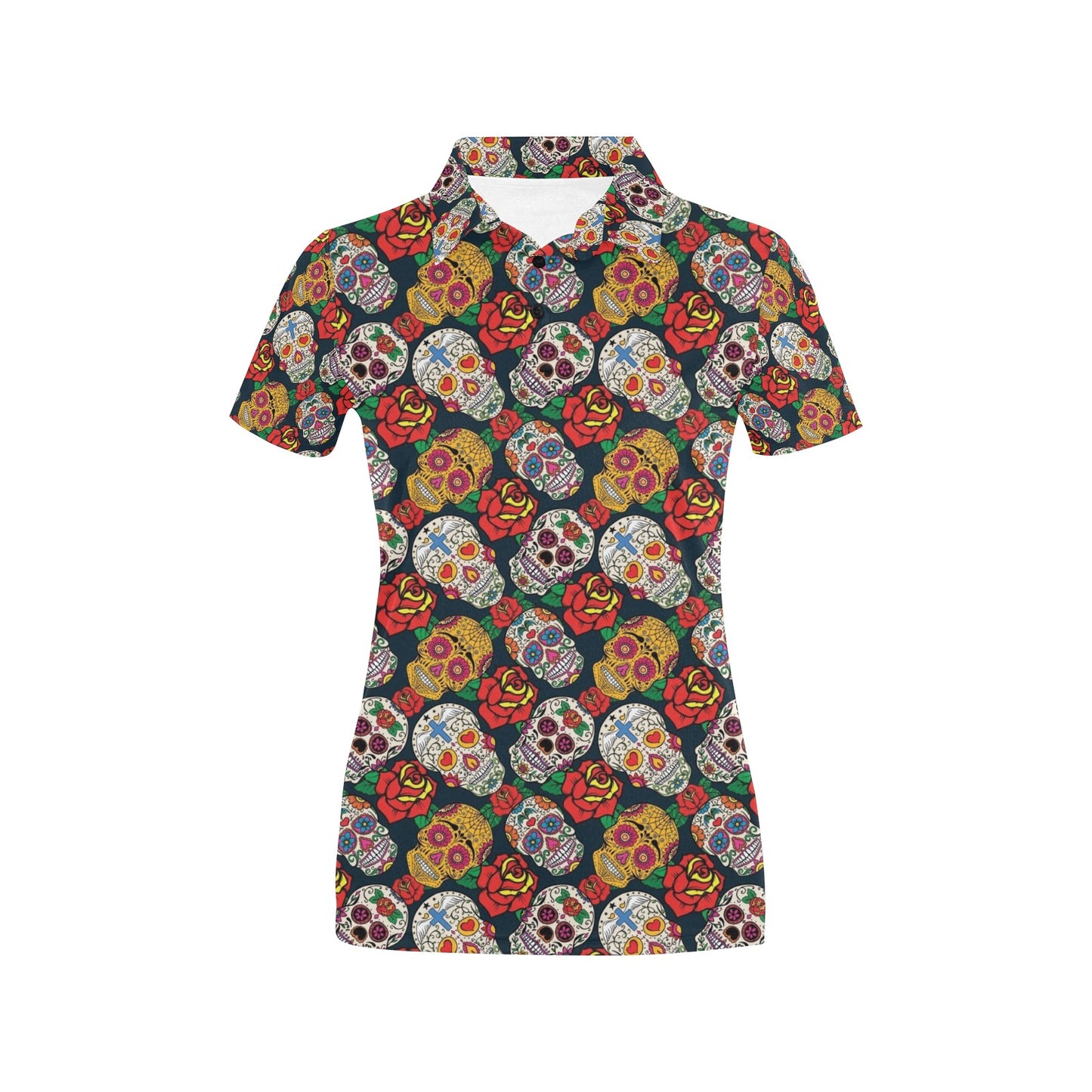 Sugar Skull Print Design LKS306 Women's Polo Shirt