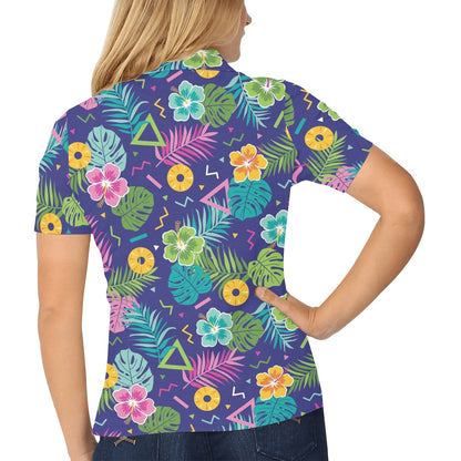 Hawaiian Themed Pattern Print Design H014 Women's Polo Shirt
