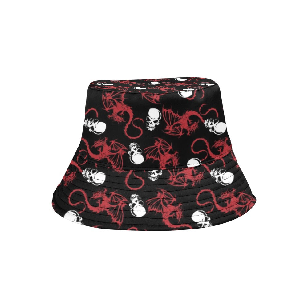 Skull With Red Dragon Print Design LKS304 Unisex Bucket Hat