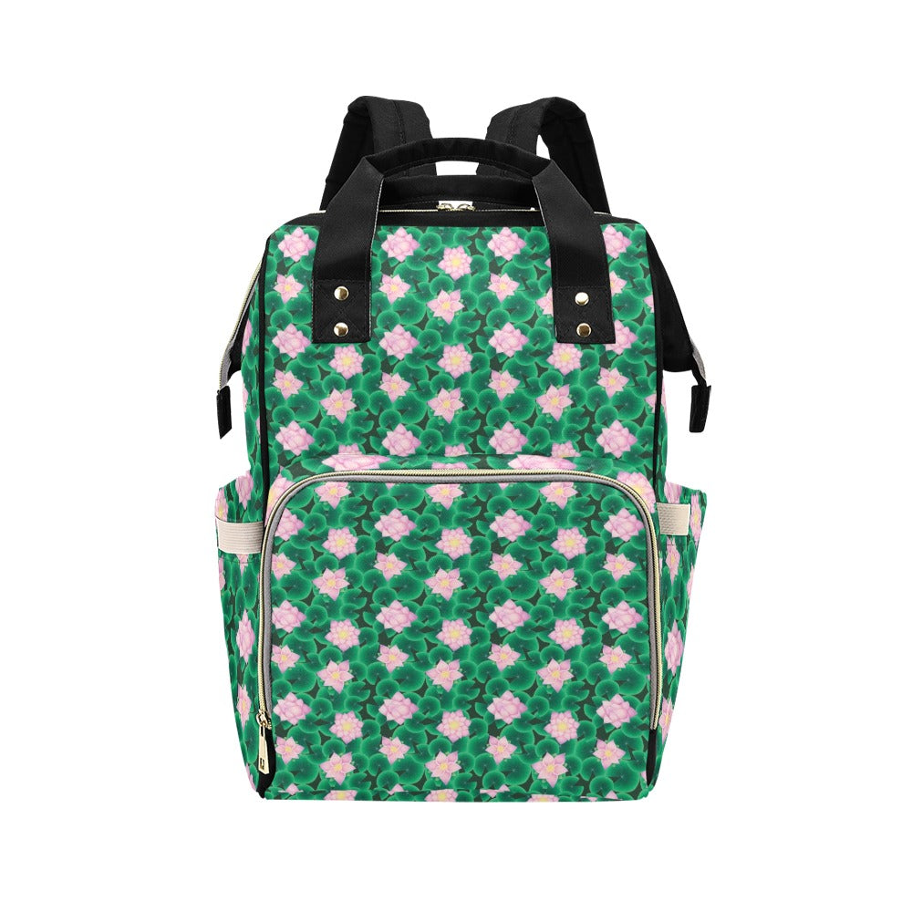 Water Lily Print Design LKS303 Diaper Bag Backpack