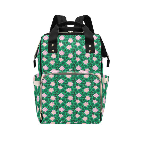 Water Lily Print Design LKS303 Diaper Bag Backpack