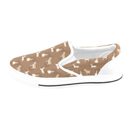 Donkey Print Design LKS401 White Slip Ons Canvas Women's Shoes