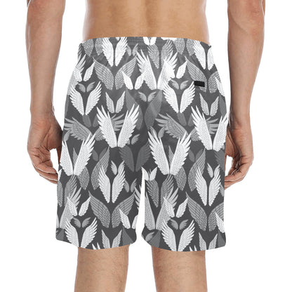 Angel Wings Pattern Design Themed Print Men's Swim Trunks Beach Shorts