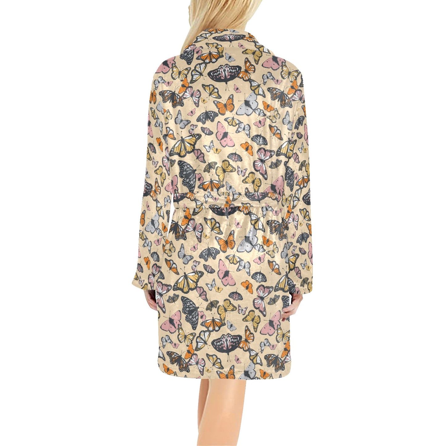 Butterfly Pattern Print Design 04 Women's Fleece Robe